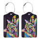 Cat Leather Luggage Tag with Stainless Steel Ring