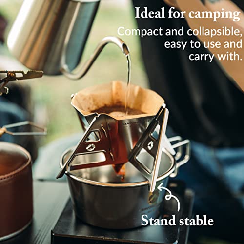 CAMPINGMOON Collapsible Coffee Dripper Pour Over Camping Outdoor 304 Stainless Steel COF