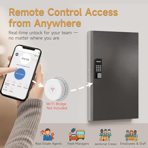 96 Key Lock Box Smart Key Organier Cabinet with Keypad & App for Office