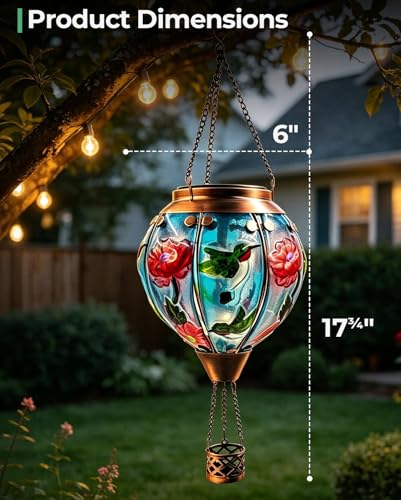 Hummingbird Hot Air Balloon Solar Lantern Hanging Solar Light