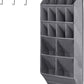 Over the Door Shoe Organizer, Grey 16 Pockets Hanging Shoe Storage Rack with Large Deep Pockets, Oxford 600D Fabric Shoe Storage Rack with 6 hook for Shoes, Home Accessories etc (Grey, 16-Grids)