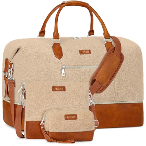 Weekender Bag for Women 21.5" Travel Duffel Large Carry On Bag 3PCS (3 Count)