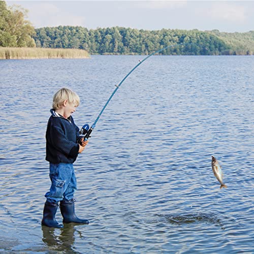 Kids Fishing Pole Set with Full Starter Kits 2 Set Portable Telescopic Fishing Rod and Spincast Reel Cambos with a Fishing Net and 2 Buckets for Boys Girls and Youth