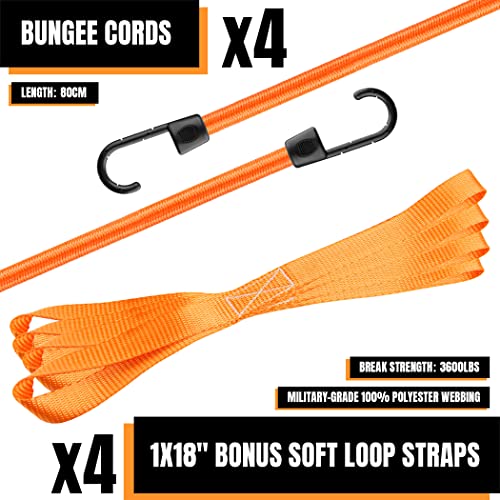 4 Pack 1" x 15 ft Ratchet Tie (12 Count)