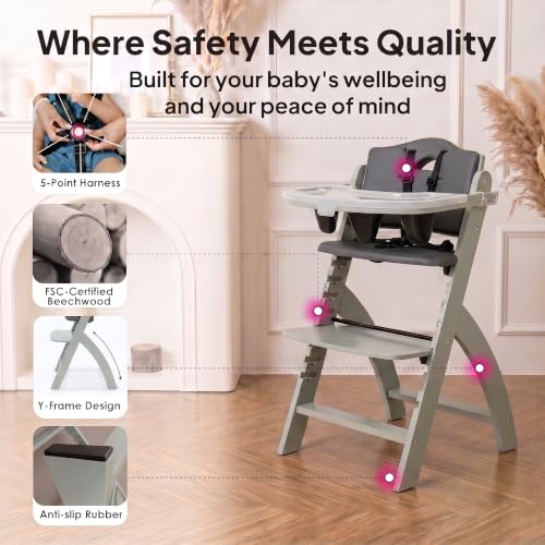Beyond Junior Convertible Wooden High Chair with Removable Tray