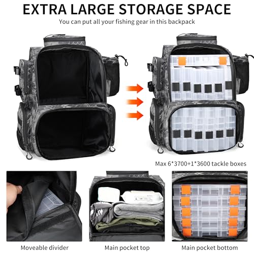 Fishing Tackle Backpack with Rod Holders