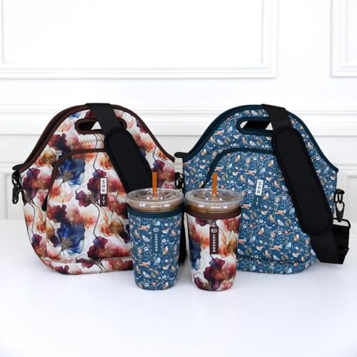 LunchTote Zippered Bag Insulated Neoprene Caddy (Early Birds / X-Large 6.5 Quart Lunch Tote)