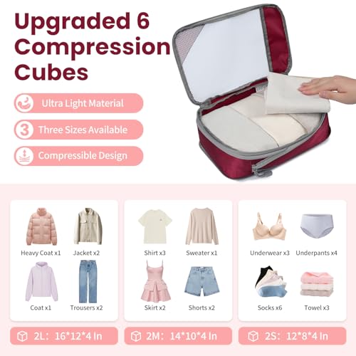 Compression Packing Cubes for Travel (6 Count)