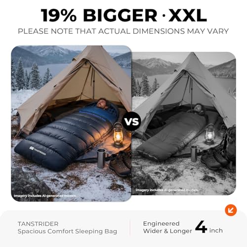 Cotton Flannel XXL Sleeping Bags for Adults Cold Weather Camping Sleeping Bag for Adults Kids Teens with Compression Sack