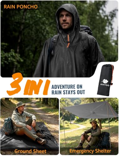 Hooded Rain Poncho for Adult Waterproof Lightweight Raincoat