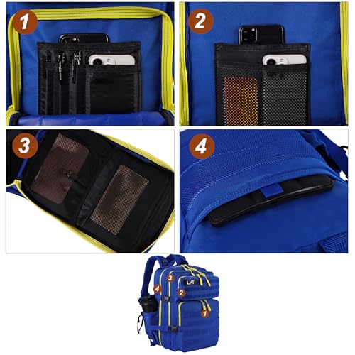 Military Tactical Backpack for Men and Women 45L Army 3 Days Assault Pack Bag Large Rucksack with Molle System Blue Yellow