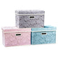 Collapsible Storage Cubes with Lids Fabric Decorative Storage Bins Boxes Organizer Containers Baskets with Cover Handles for Bedroom Closet Living Room 14.9x9.8x9.8 Inch 3 Pack (3 Count)