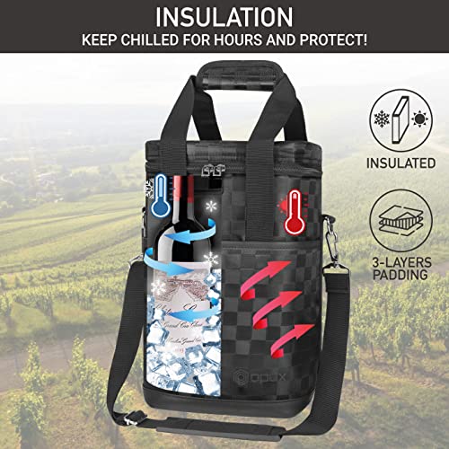 Insulated Wine Cooler Bag Leakproof 4 Bottle Tote Carrier