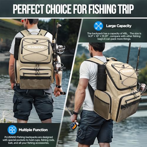 Cooler Fishing Backpack with 4Tackle Boxes 45L Large Water