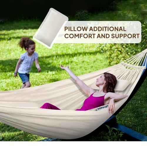 Cotton Hammock 8.9x4.9ft Holds Up to 660lbs Prevents Side