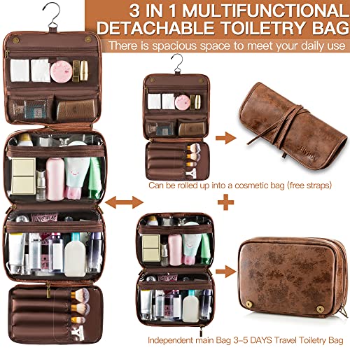 Hanging Toiletry Bag Removable Travel Bag PU leather Makeup Cosmetic Organizer Kit