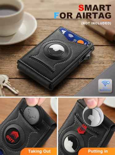 Men Slim Magnetic Leather Airtag Wallet Metal Case Money Clip