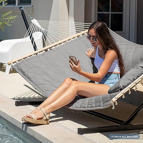 Patio Hammock with Spreader Bars and Detachable Pillow