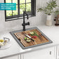 Bellucci 18 inch Granite Workstation Drop In Top Mount Single Bowl Kitchen Sink in Metallic Grey with Accessories