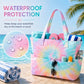 Waterproof Beach Tote Bag for Women Girls with Zipper Foldable Sandproof Pool Swim Bag Travel Carry On Gym