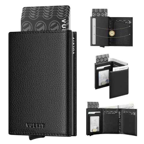 Pop up Card Wallet Minimalist Cash Wallets RFID Blocking Leather Smart Credit Card Holder with ID window for Men