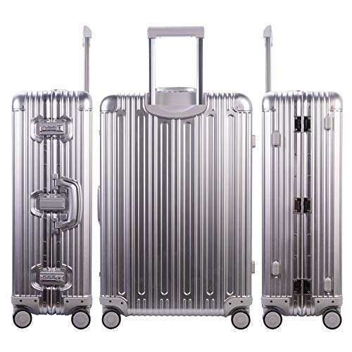 All Aluminum Luggage Carry On Spinner Hard Shell Suitcase Lightweight Metal Suitcases 20“ & 28 Inch Luggage Set (2 Count)