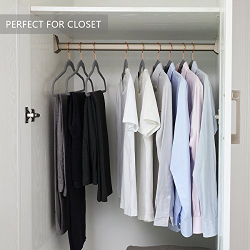 Gray Velvet Hangers 30 Pack Non Slip Heavy Duty Rose Gold Hooks (30 Count)