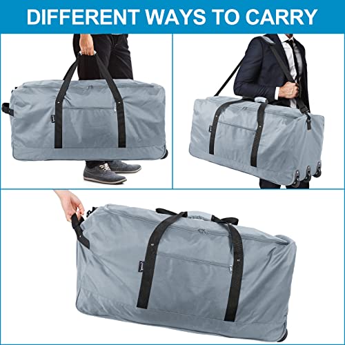 120L Foldable Rolling Duffel Bag with 3 Wheels