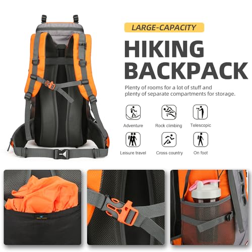 60L Hiking Backpack for Men and Women Lightweight Camping Hiking Backpack with Rain Cover Large Waterproof Travel Backpack Backpacking Pack