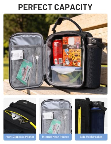 Expandable Small Lunch Box for Men Women Kids Work School Black