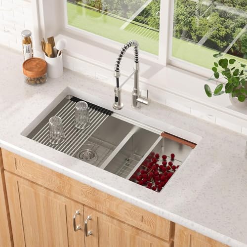 33 Inch Undermount Kitchen Sink 33x19 Inch Handmade Double Bowl 50