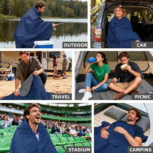 Large Waterproof Outdoor Blanket Thick Fleece 80" x 58"