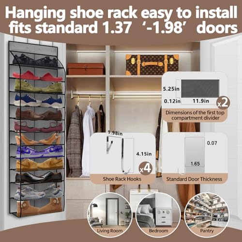 12 Pocket Over the Door Shoe Organizer