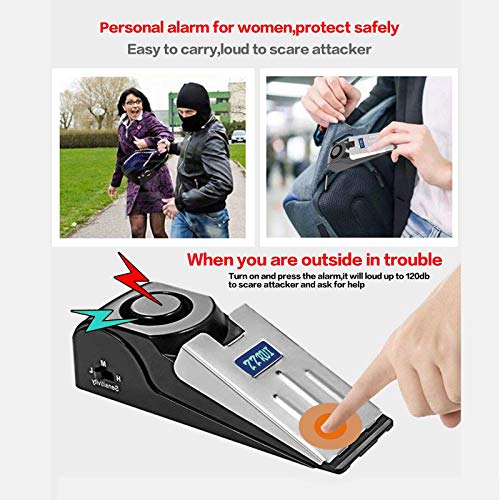 Upgraded 2 in 1 Portable Door Stopper Floor Wedge Security Alarm Loud 120db Entrance Alert Door Stop Alarm for Travel Home Apartment House (3 Count)
