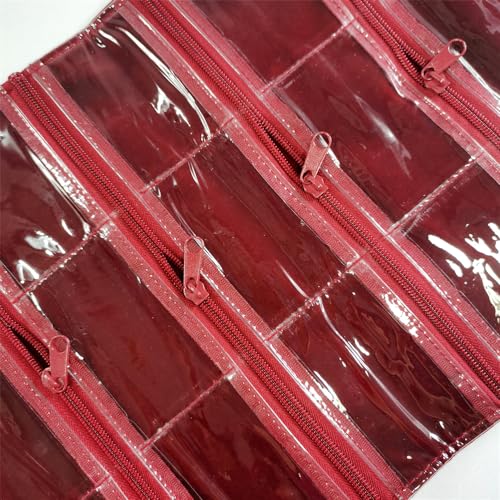 Travel Jewelry Roll Bag Portable Organizer Pouch With Grids&PVC Cover Storage Bags for Necklace