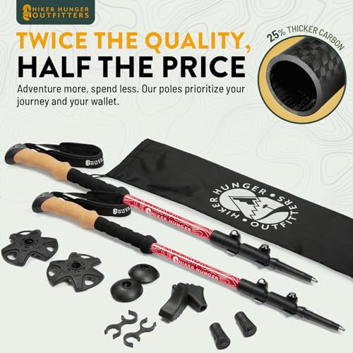 100% Carbon Fiber Trekking Poles by USA Brand (2 Count)