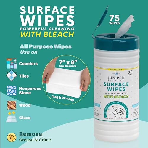 4 Pack Surface Cleaning Wipes with Bleach (300 Count)