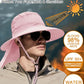 Outdoor Sun Hats with Stowable Neck Flap for Men Women UPF 50+ Mesh Summer Bucket Hat Wide Brim for Fishing Safari Hiking Pink