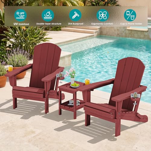 Outdoor Adirondack Chairs with 2 Cup Holders