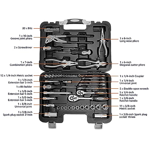 65 Piece General Household Home Repair and Mechanic's Hand Tool Kit Set with Storage Case (65 Count)