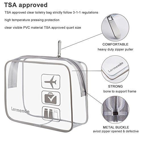 Clear Toiletry Bag TSA Approved Quart Size Travel Carry On (2 Count)
