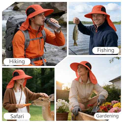 Sun Hat for Men Women with Neck Flap