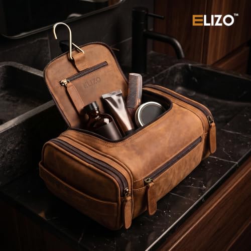 Real Leather Toiletry Bag for Men