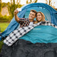 Cotton Flannel Double Sleeping Bag for Adults Machine Washable 2 Person Camping Sleeping Bag Queen Size Waterproof with Compression Sack for Cold Weather 3