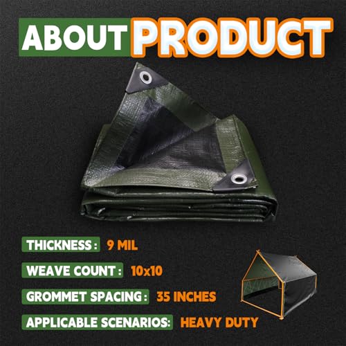 10x10 Feet Tarp Waterproof
