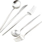 Matte Silver Silverware Set,Gugrida 5-Piece 18/10 Stainless Steel Satin Finish Flatware Set,Kitchen Utensil Set,Tableware Travel Cutlery Set for Camping Office or School Lunch, Dishwasher Safe