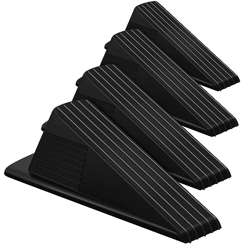 4 Pcs Heavy Duty Rubber Door Stops Wedge Stackable (4 Count)