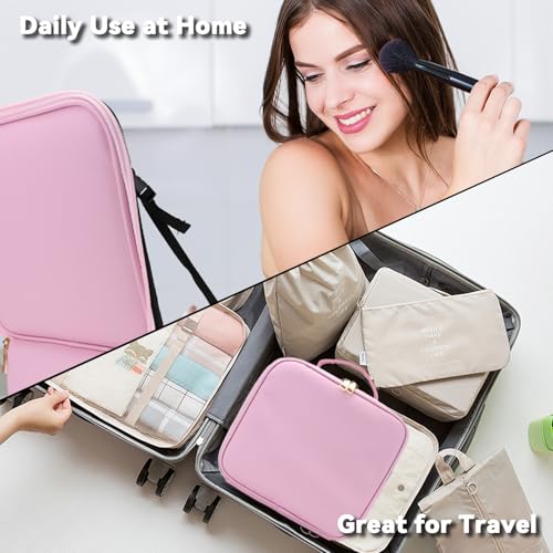 Travel Makeup Bag with LED Mirror and 10x magnifying glass with 3 Lighted Settings