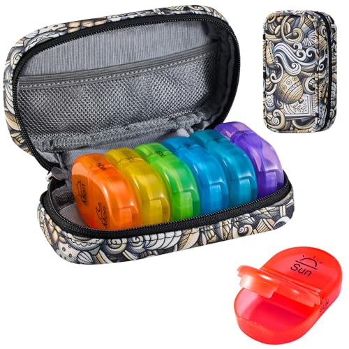 Weekly Travel Pill Organizer 2 Times a Day AM PM Rainbow Pill Box