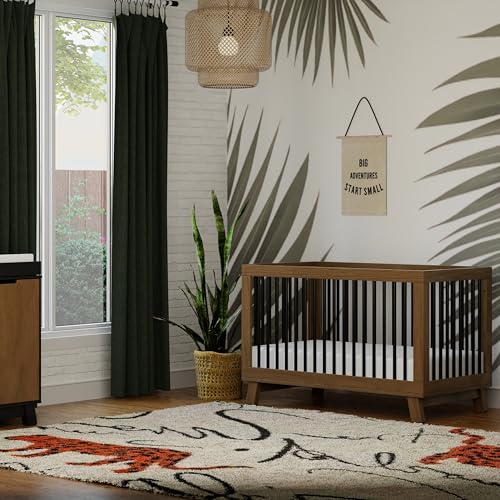 Hudson 3-in-1 Convertible Baby Crib, Natural Walnut/Black